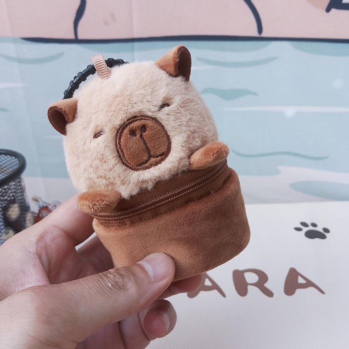 2pcs/set Plush Capybara Coin Purses Keychain Charm