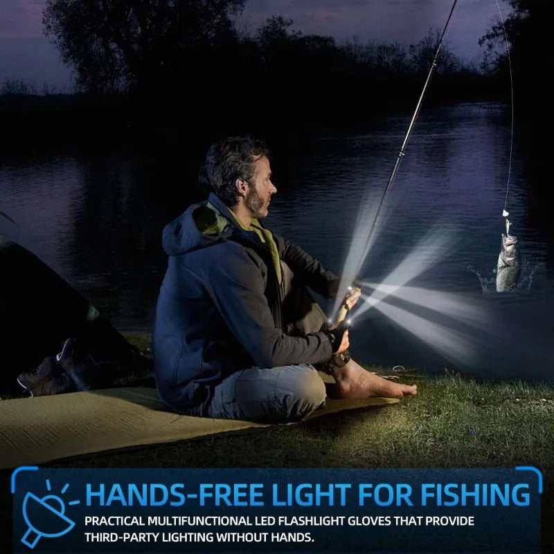 Hands-Free LED Flashlight Waterproof Gloves