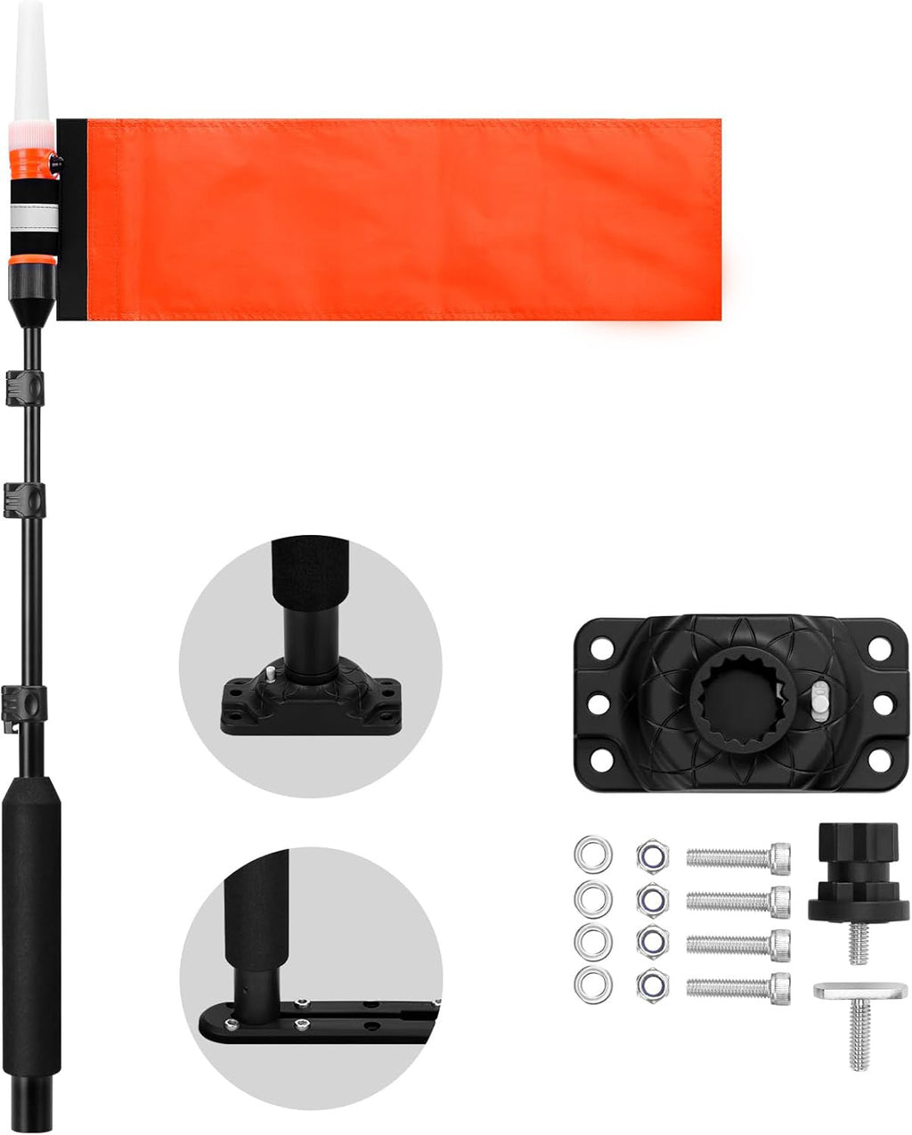 360 Degree LED MightyMount and Hardware Kayak Fishing Visibility Flag