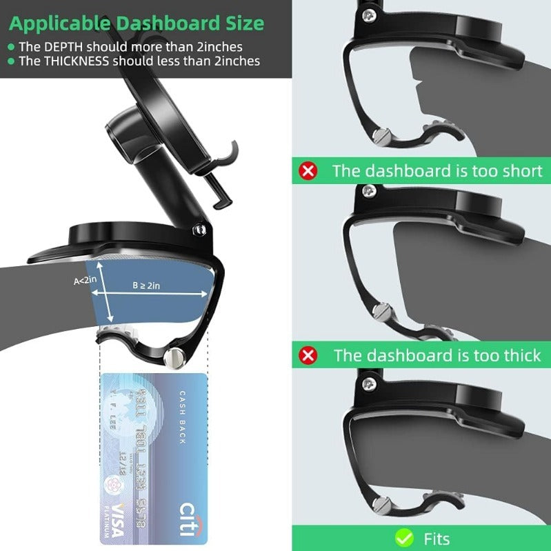 360 Degree Rotation Dashboard Clip Mount