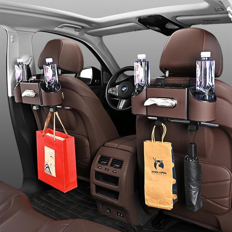 Multifunctional Nappa Leather Car Backseat Organizer