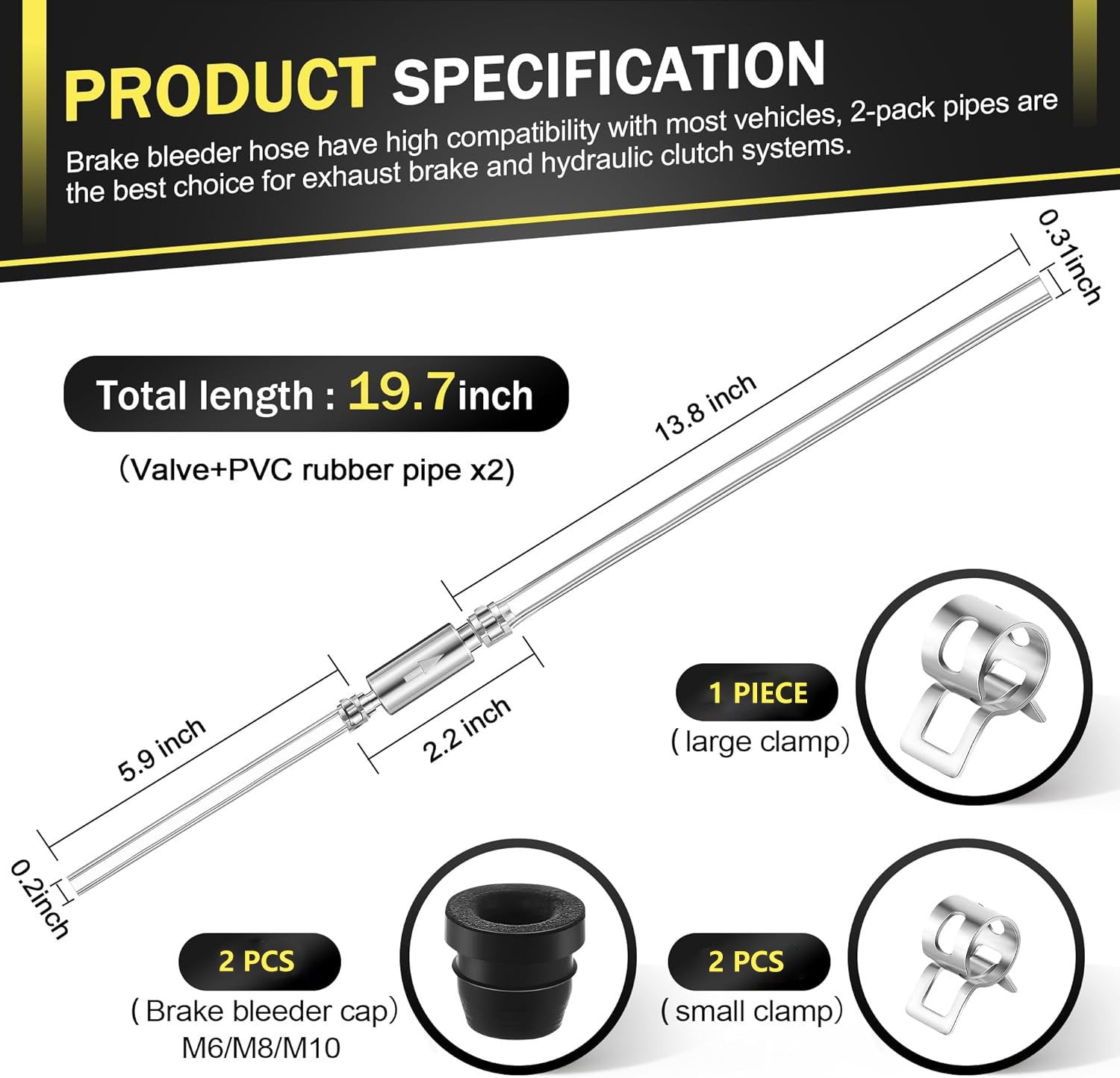 Universal One-Way Brake Bleeder Hose Kit with Check Valve