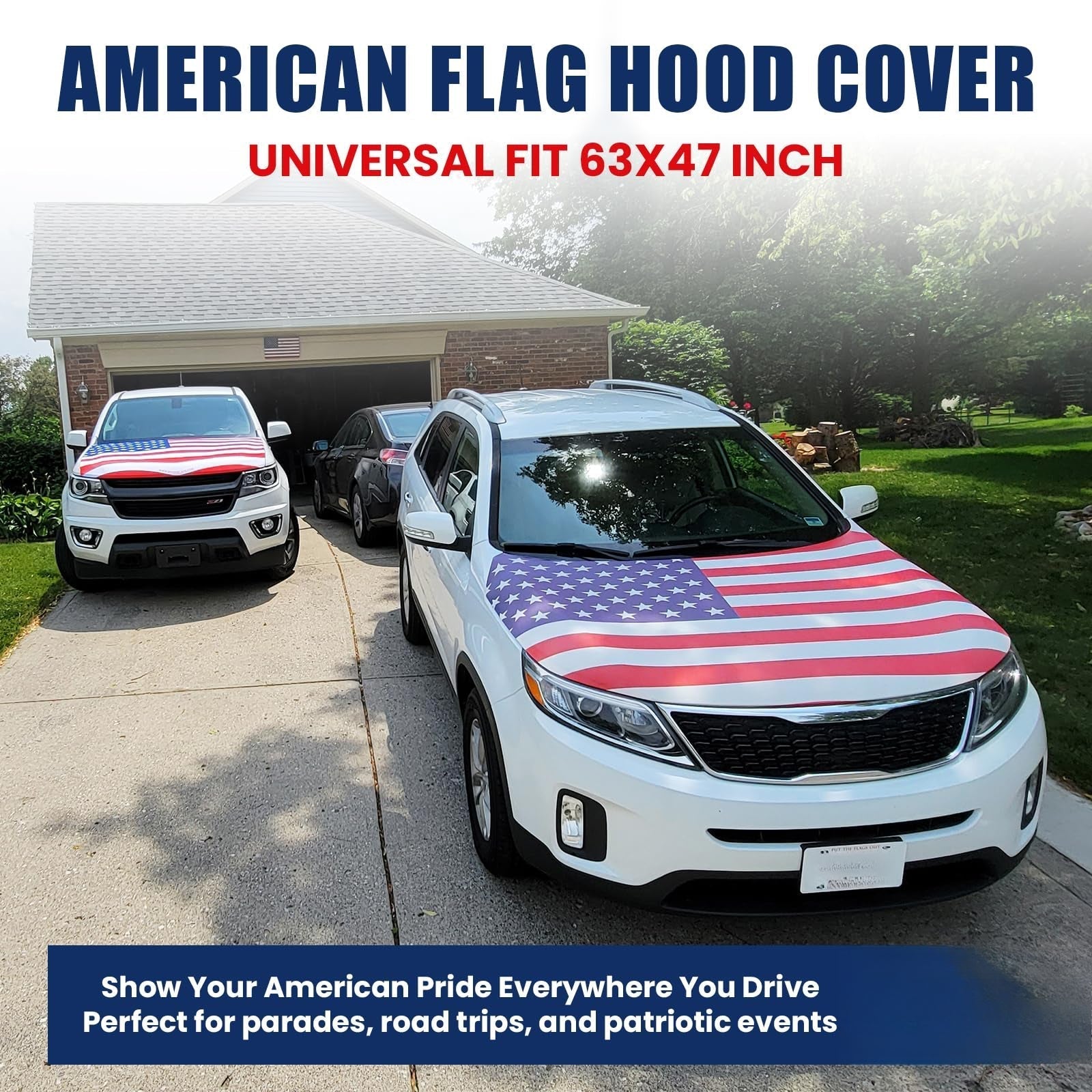 Patriotic Car Flag Hood Cover – Universal Fit