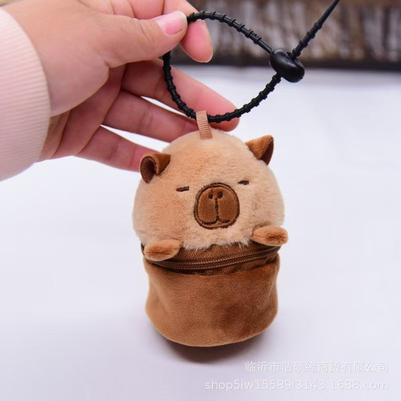 2pcs/set Plush Capybara Coin Purses Keychain Charm