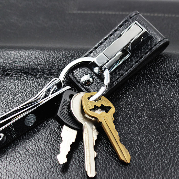 Mens Leather Keychain for Belt