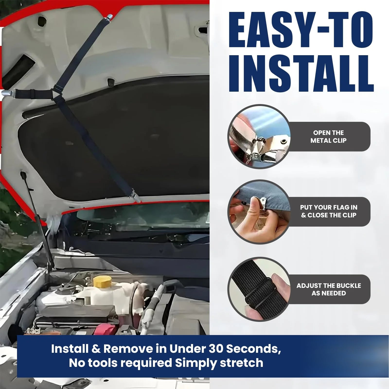 Patriotic Car Flag Hood Cover – Universal Fit