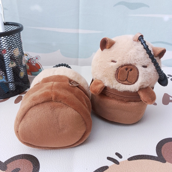 2pcs/set Plush Capybara Coin Purses Keychain Charm