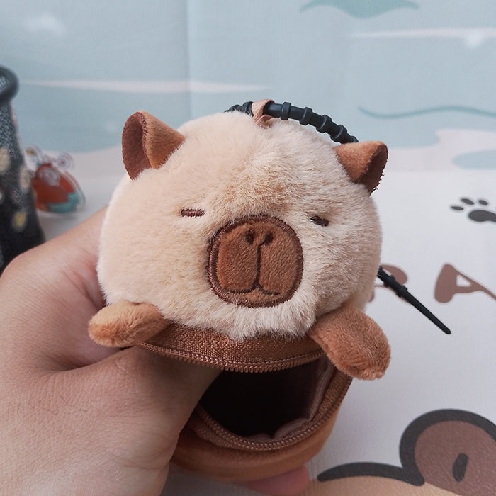 2pcs/set Plush Capybara Coin Purses Keychain Charm