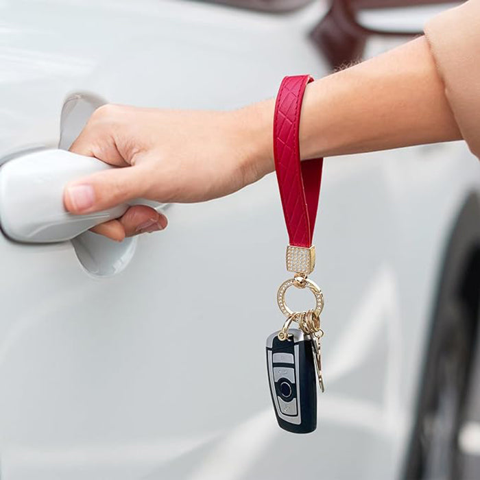 Leather Wristlet Keychain for Car Keys