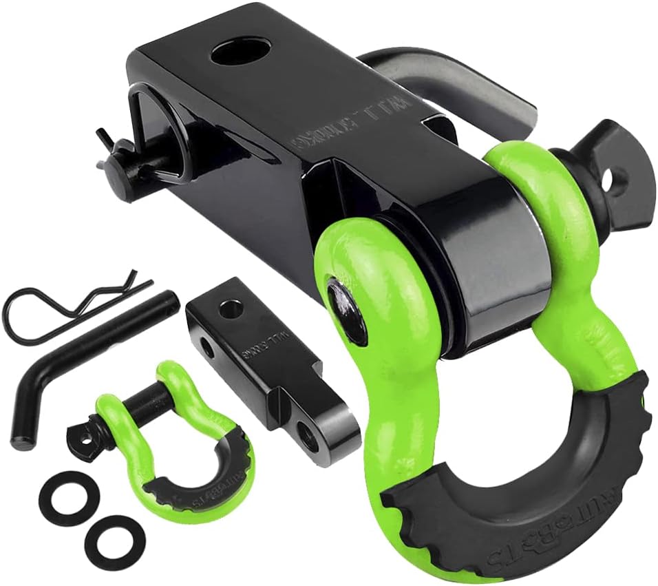 Tow Hitch Receiver 2, 45,000 Lbs Break Strength Heavy Duty Receiver with 5/8 Screw Pin, 3/4 Shackle, Towing Accessories for Vehicle Recovery Off-Road