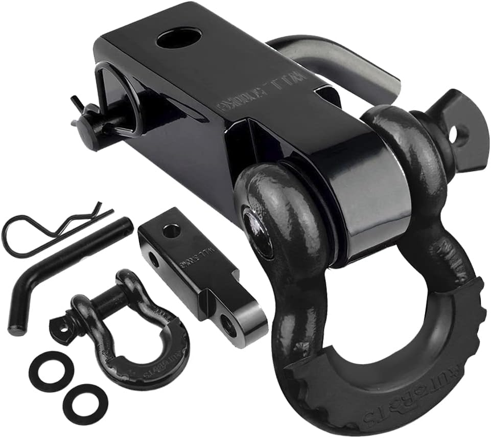 Tow Hitch Receiver 2, 45,000 Lbs Break Strength Heavy Duty Receiver with 5/8 Screw Pin, 3/4 Shackle, Towing Accessories for Vehicle Recovery Off-Road