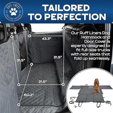 Truck Back Seat Cover for Dogs with Door Protection & 2 Collapsible BPA-Free Dog Bowls