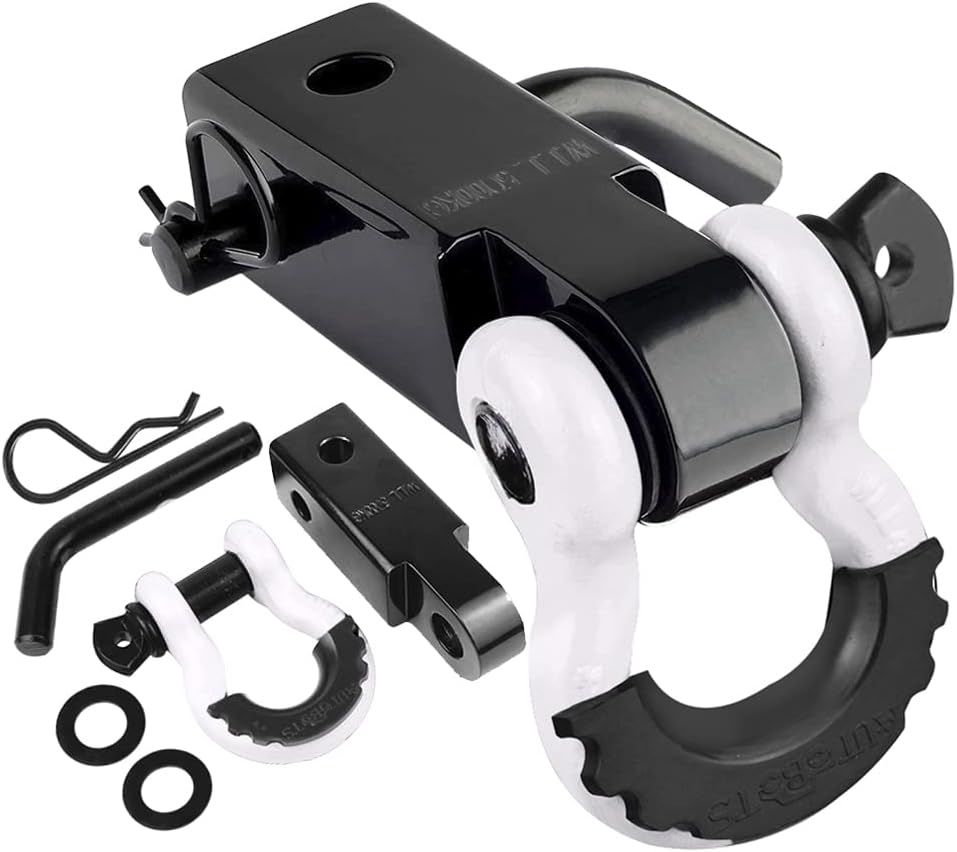 Tow Hitch Receiver 2, 45,000 Lbs Break Strength Heavy Duty Receiver with 5/8 Screw Pin, 3/4 Shackle, Towing Accessories for Vehicle Recovery Off-Road