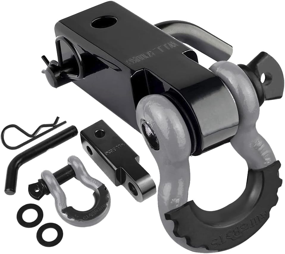 Tow Hitch Receiver 2, 45,000 Lbs Break Strength Heavy Duty Receiver with 5/8 Screw Pin, 3/4 Shackle, Towing Accessories for Vehicle Recovery Off-Road