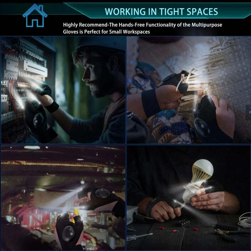 Hands-Free LED Flashlight Waterproof Gloves