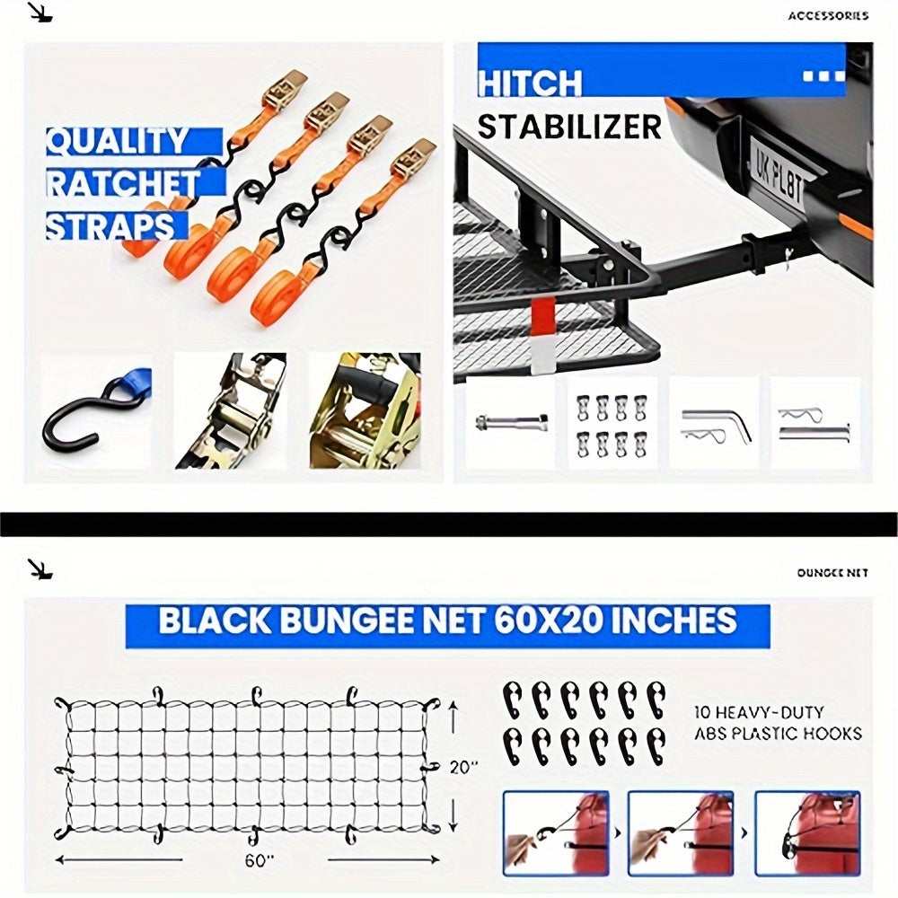 HeavyDuty Foldable Hitch Cargo Carrier with Waterproof Bag