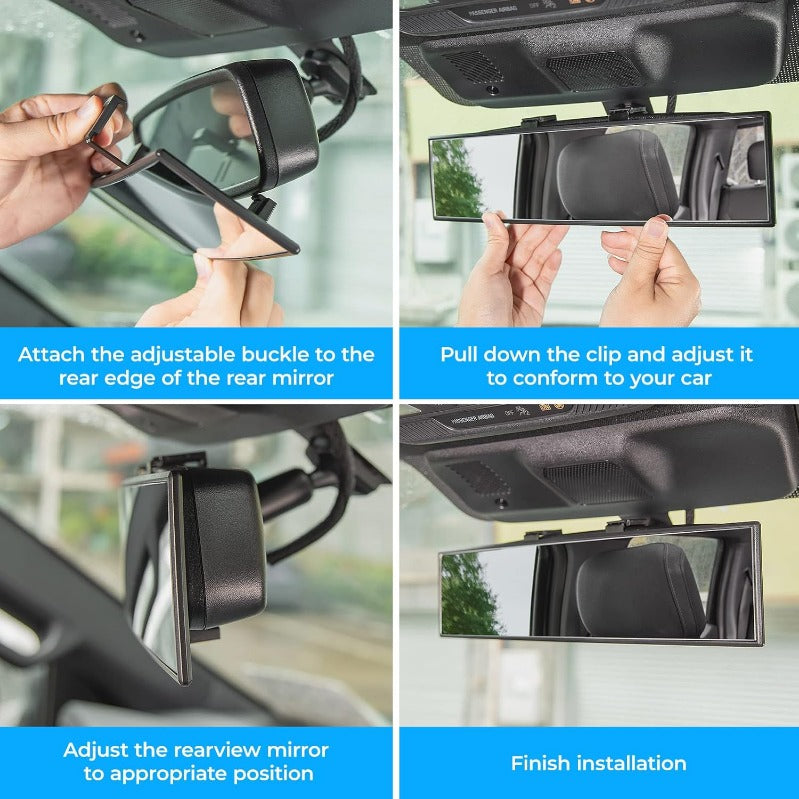 12-Inch Clip-On Panoramic Rear-View Mirror