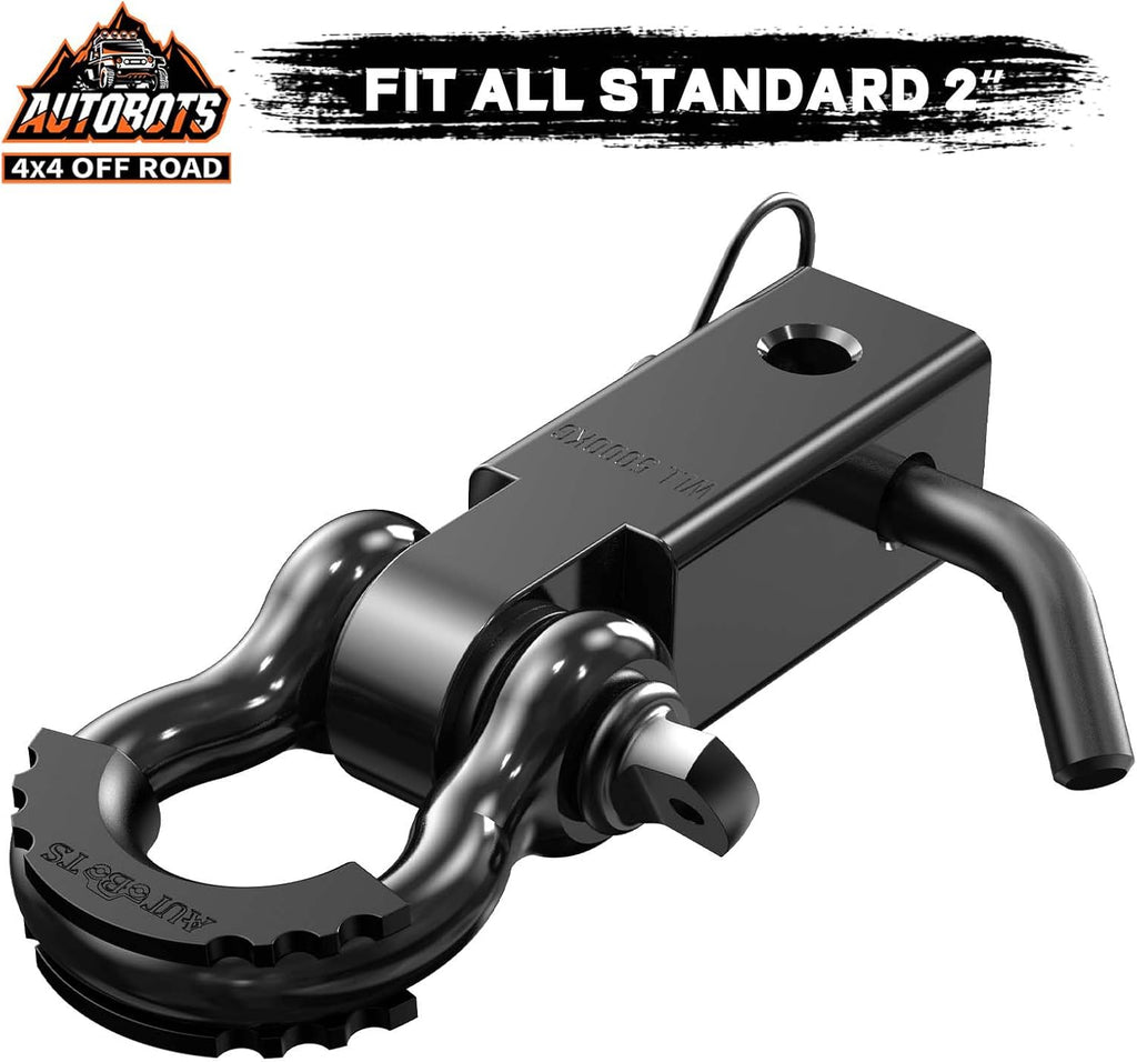 Tow Hitch Receiver 2, 45,000 Lbs Break Strength Heavy Duty Receiver with 5/8 Screw Pin, 3/4 Shackle, Towing Accessories for Vehicle Recovery Off-Road