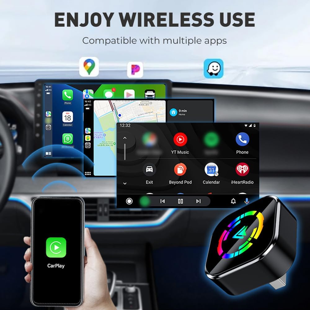 2 in 1 Wireless CarPlay Adapter for iPhone Android