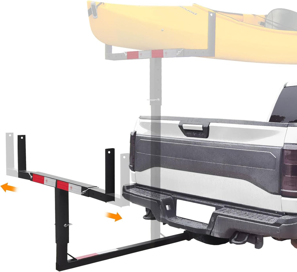 Truck Bed Extender, 2 in 1 Design Foldable Kayak Hitch Extender, 850lbs Load Capacity Pick Up Truck Bed Hitch Mount Extension Rack for Canoe Boat Kayak Lumber/Black