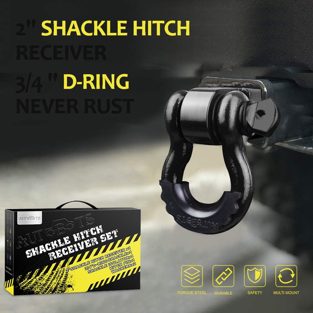 Tow Hitch Receiver 2, 45,000 Lbs Break Strength Heavy Duty Receiver with 5/8 Screw Pin, 3/4 Shackle, Towing Accessories for Vehicle Recovery Off-Road