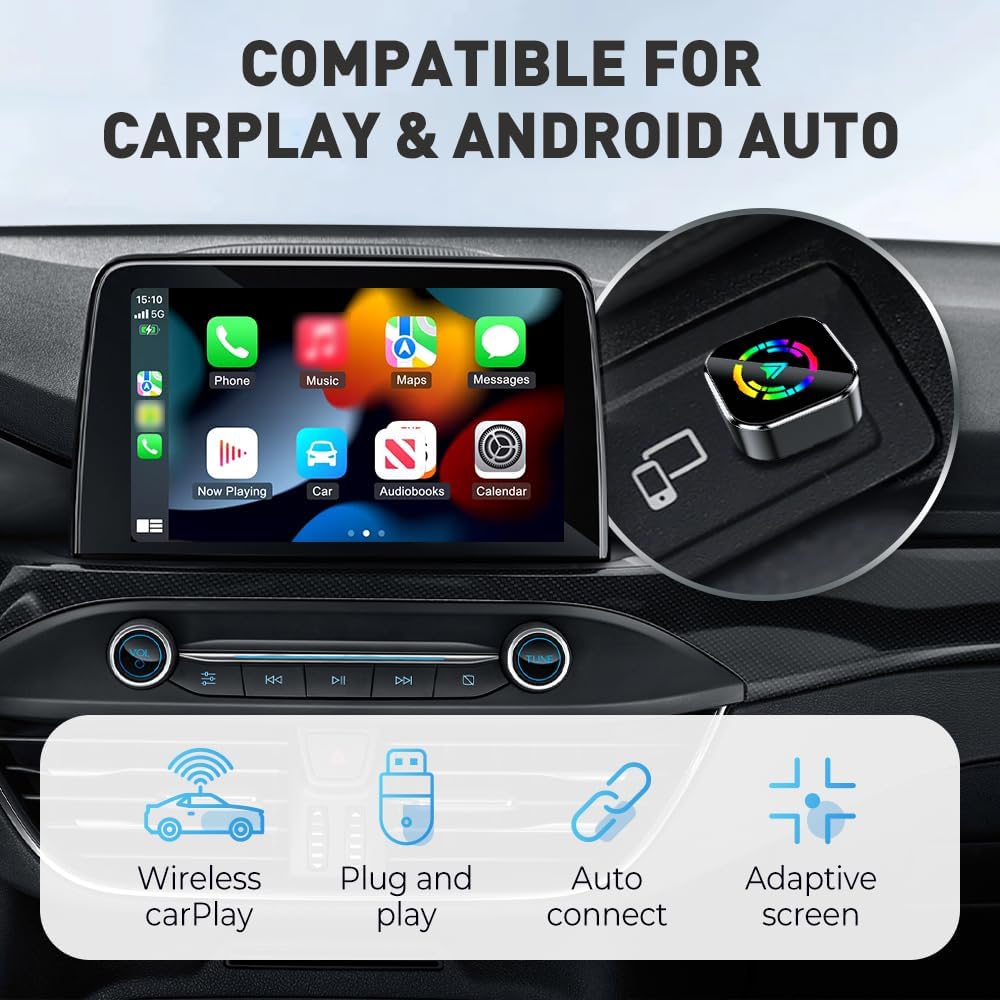 2 in 1 Wireless CarPlay Adapter for iPhone Android