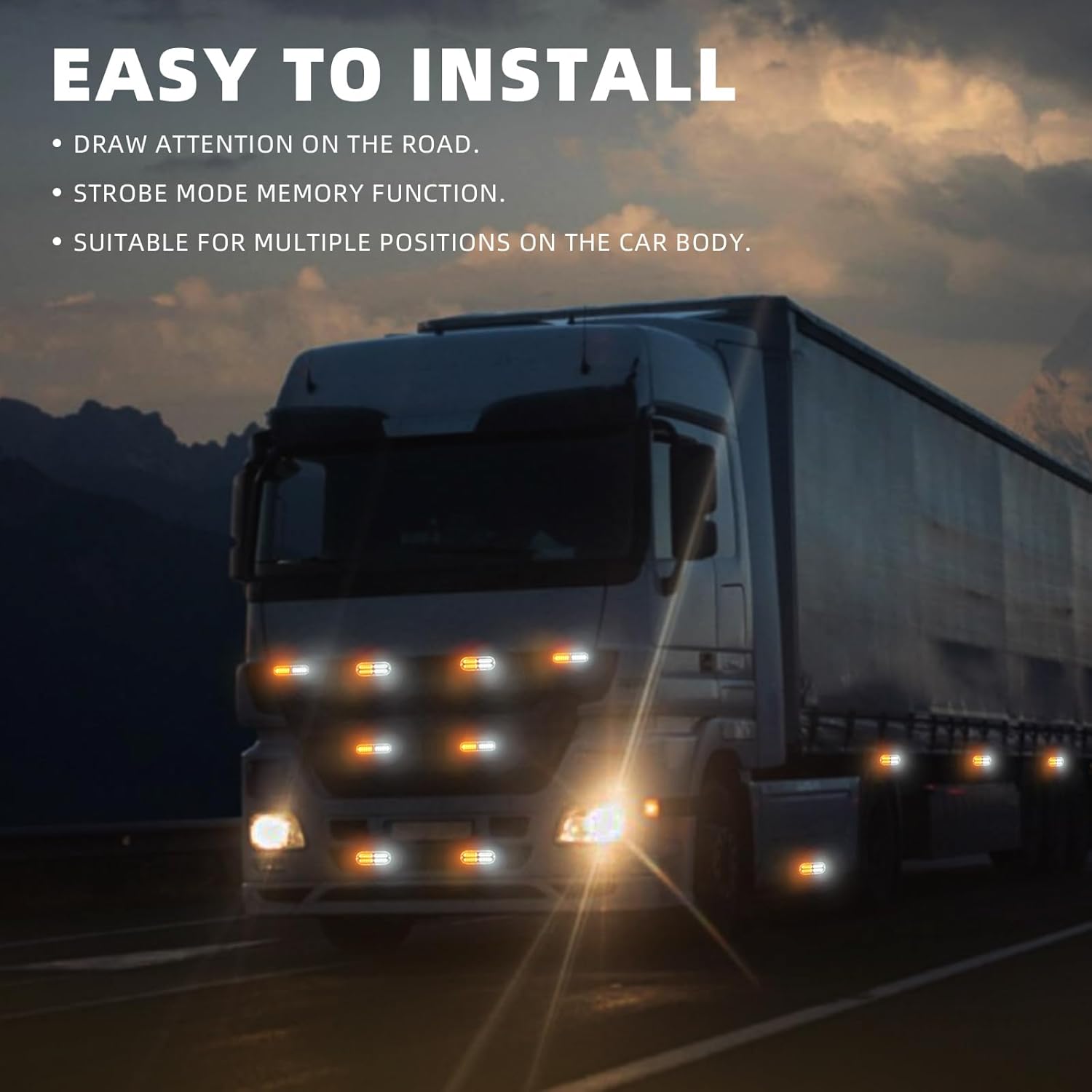 8pcs Sync Feature Emergency Strobe Grille Lights LED Ultra Slim Surface Mount Flashing Hazard Warning Light Bar with Controller for Firefighter/Construction/Trucks/Vehicles/Car