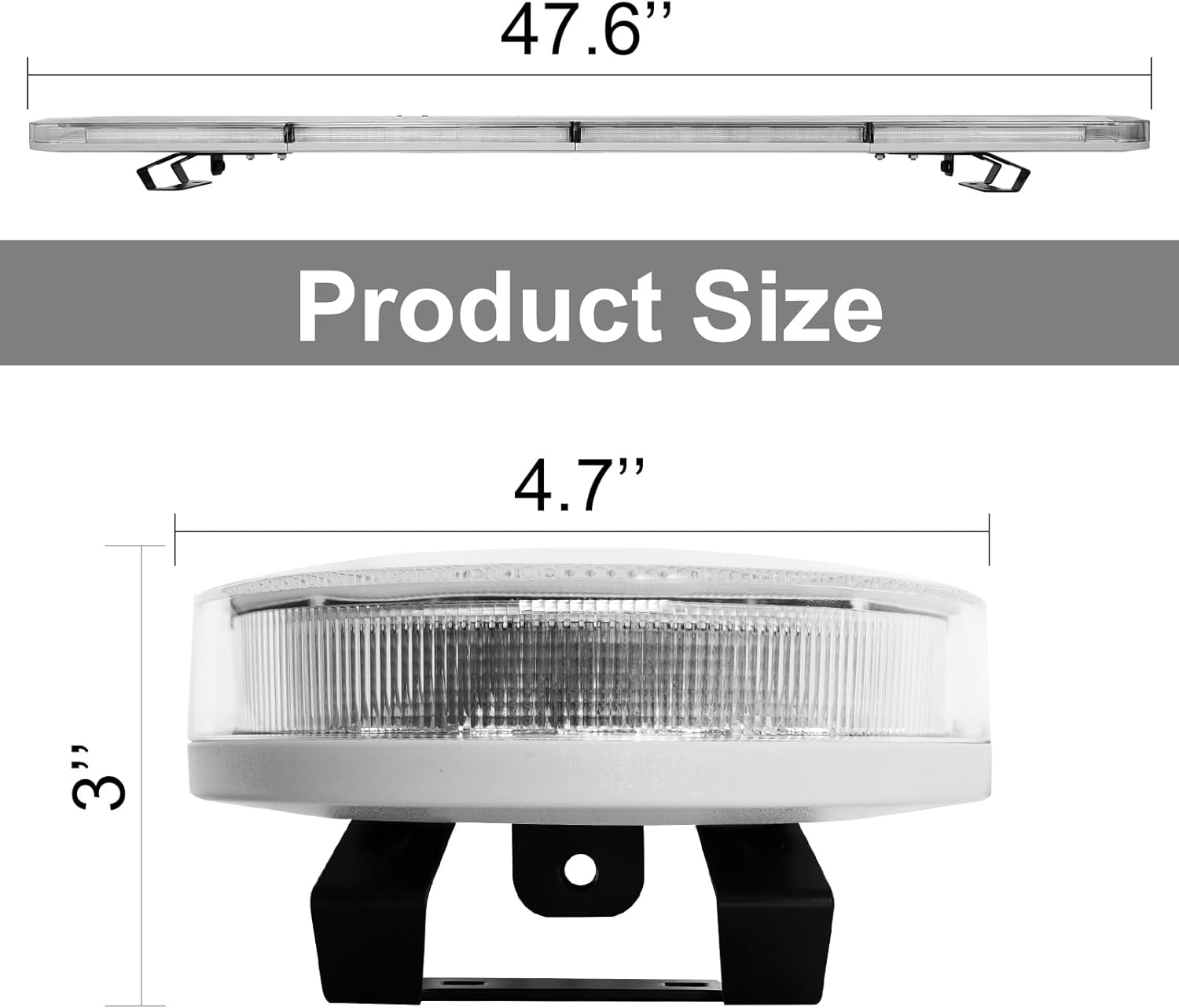 48" High-intensity LED Roof Mount Emergency Strobe Light Bar – 29 Flash Modes, Amber, for Tow Trucks & Construction Vehicles with Control Panel & Alley Lights