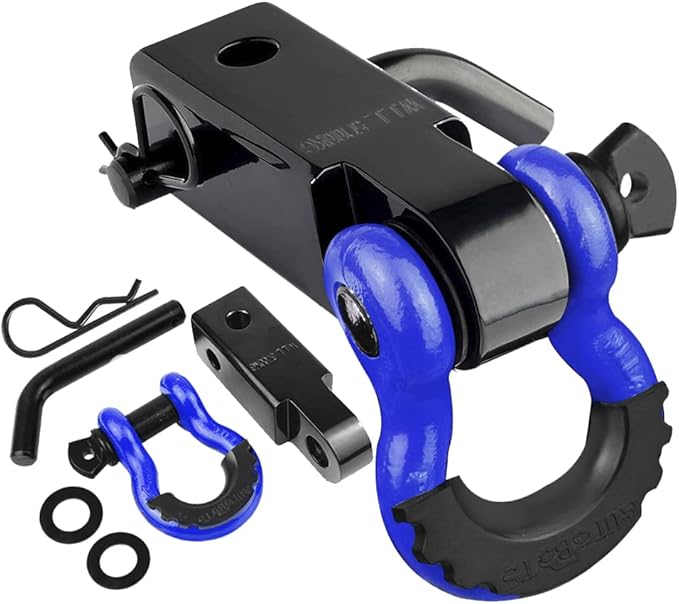 Tow Hitch Receiver 2, 45,000 Lbs Break Strength Heavy Duty Receiver with 5/8 Screw Pin, 3/4 Shackle, Towing Accessories for Vehicle Recovery Off-Road