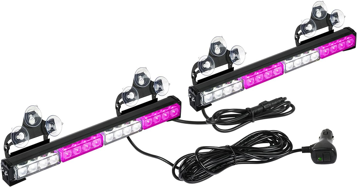 32 LED Emergency Flashing Traffic Advisor Light Bar – 26 Flash Patterns, 2x16.8" Interior Safety Strobe Warning Light