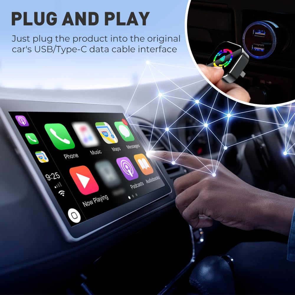 2 in 1 Wireless CarPlay Adapter for iPhone Android