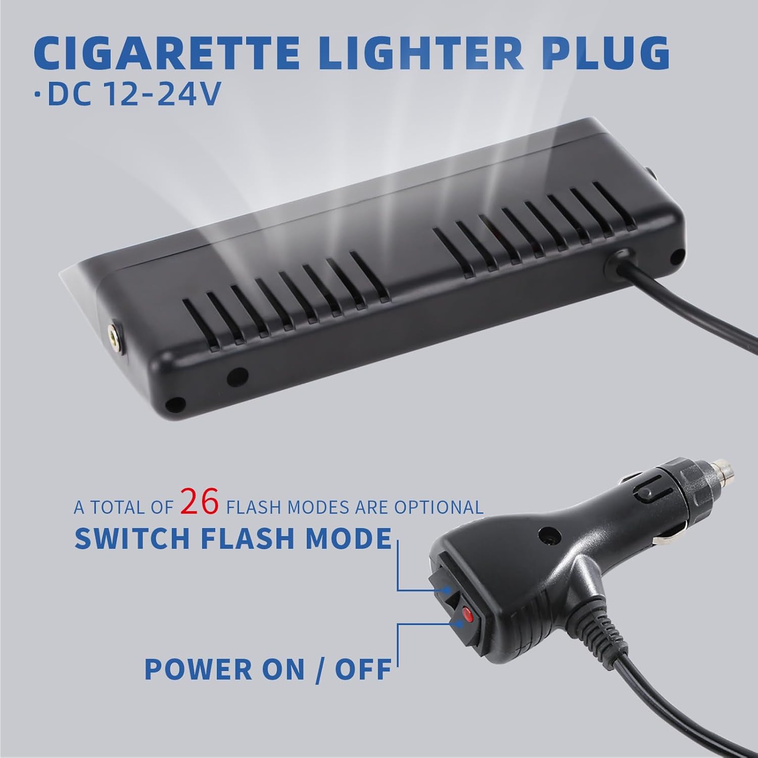 2x7.5" 16 LED Emergency Strobe Light Bar, 26 Flash Modes, Front/Rear Windshield Safety Warning Light for Police Firefighter Construction Vehicles Trucks