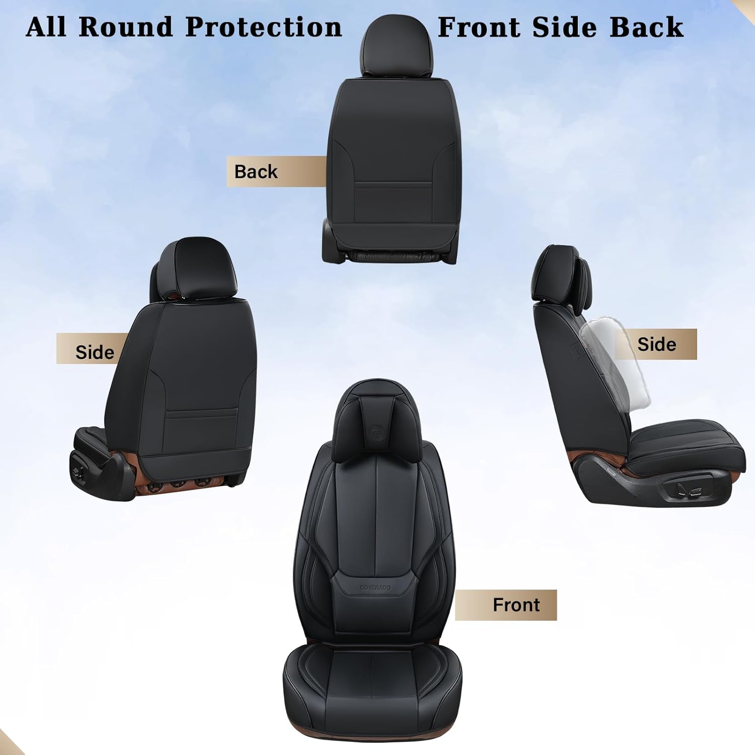 Waterproof Nappa Leather Carseat Cover Universal Fit for Most Cars