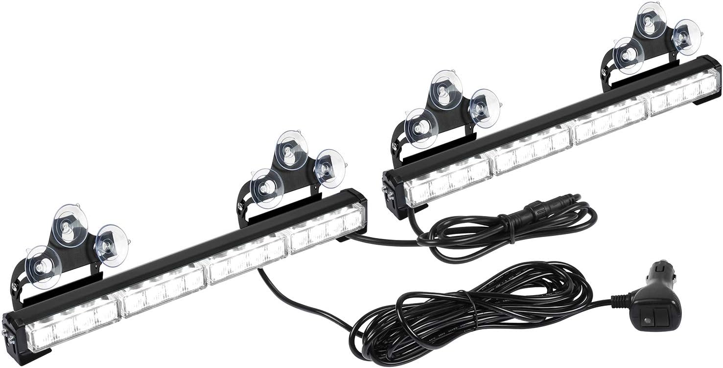 32 LED Emergency Flashing Traffic Advisor Light Bar – 26 Flash Patterns, 2x16.8" Interior Safety Strobe Warning Light