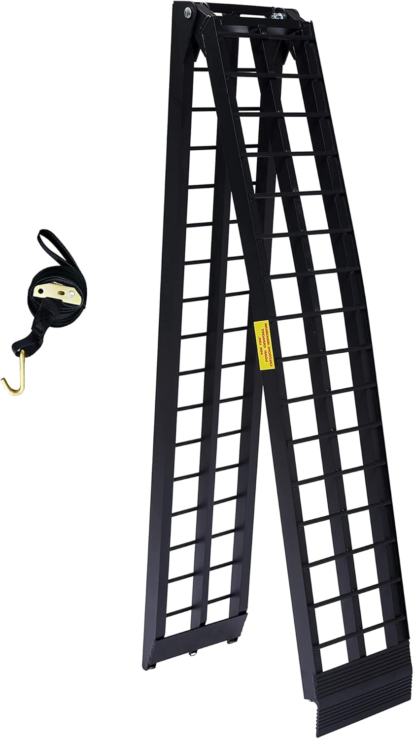 10ft Motorcycle Ramp - 600lb Capacity - Portable Loading Ramp for Motorcycles, Dirt Bikes, Bicycles - 120"x11.6" Black Ramp