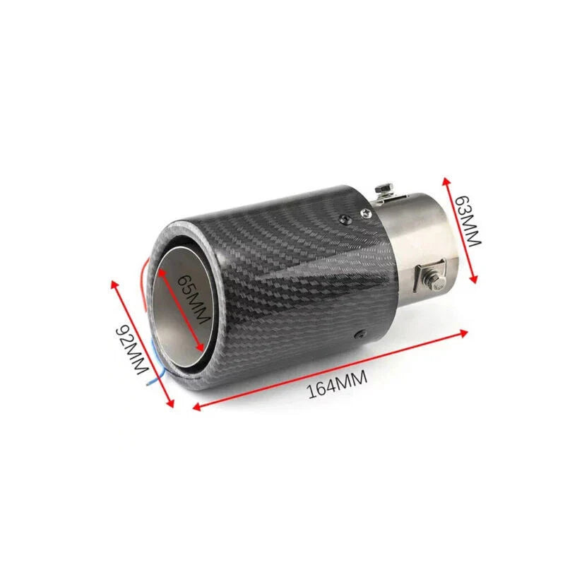 63-65mm Carbon Fibre Car Muffler Exhaust Tip Tail Pipe LED Light Accessories