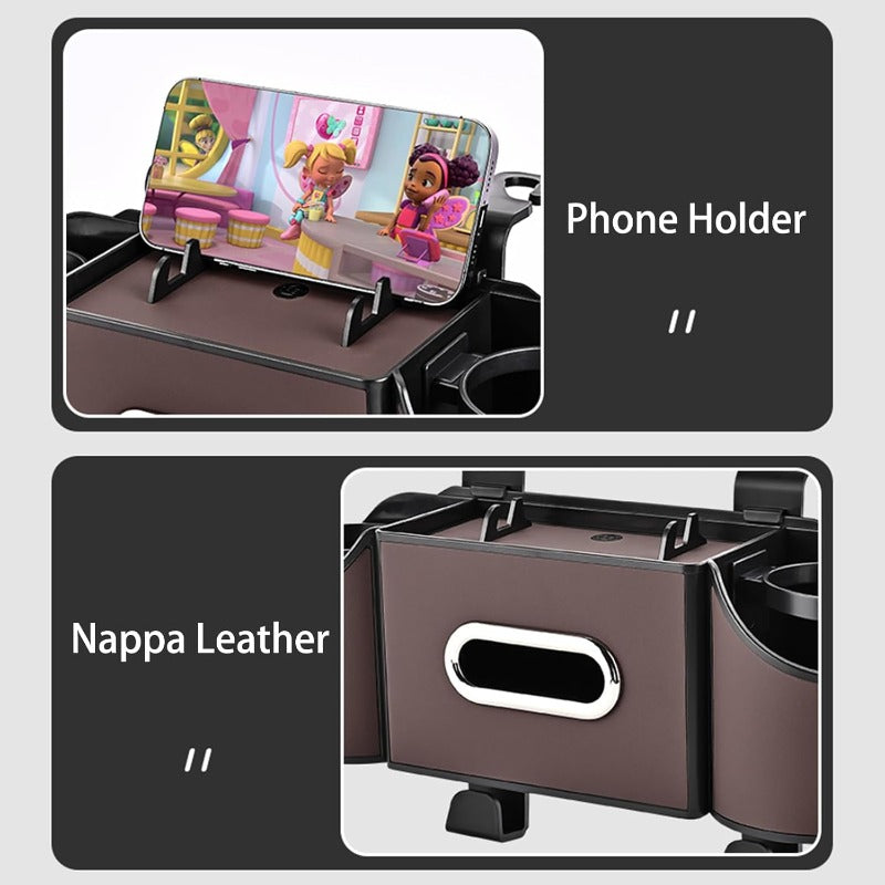 Multifunctional Nappa Leather Car Backseat Organizer