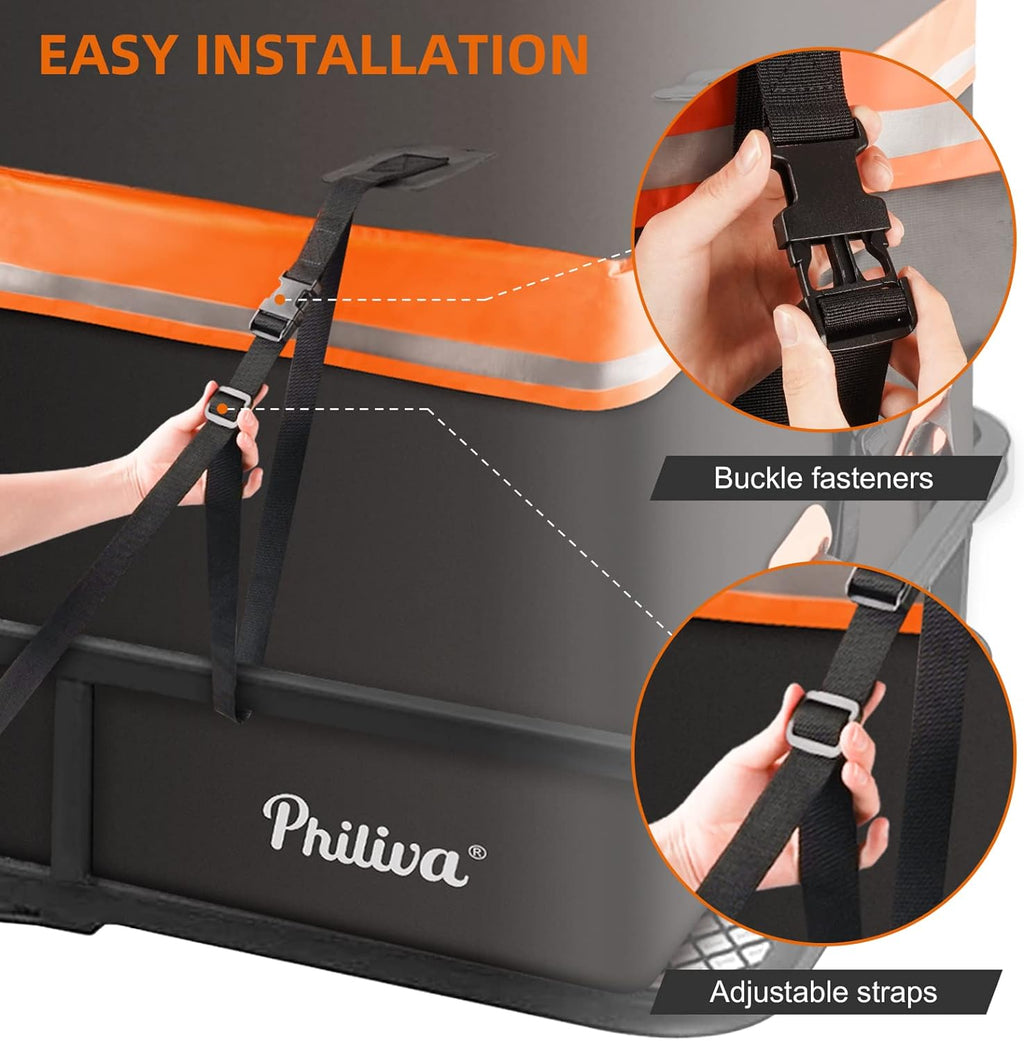 Waterproof Hitch Cargo Carrier Bag with Safety Straps 20 Cu Ft