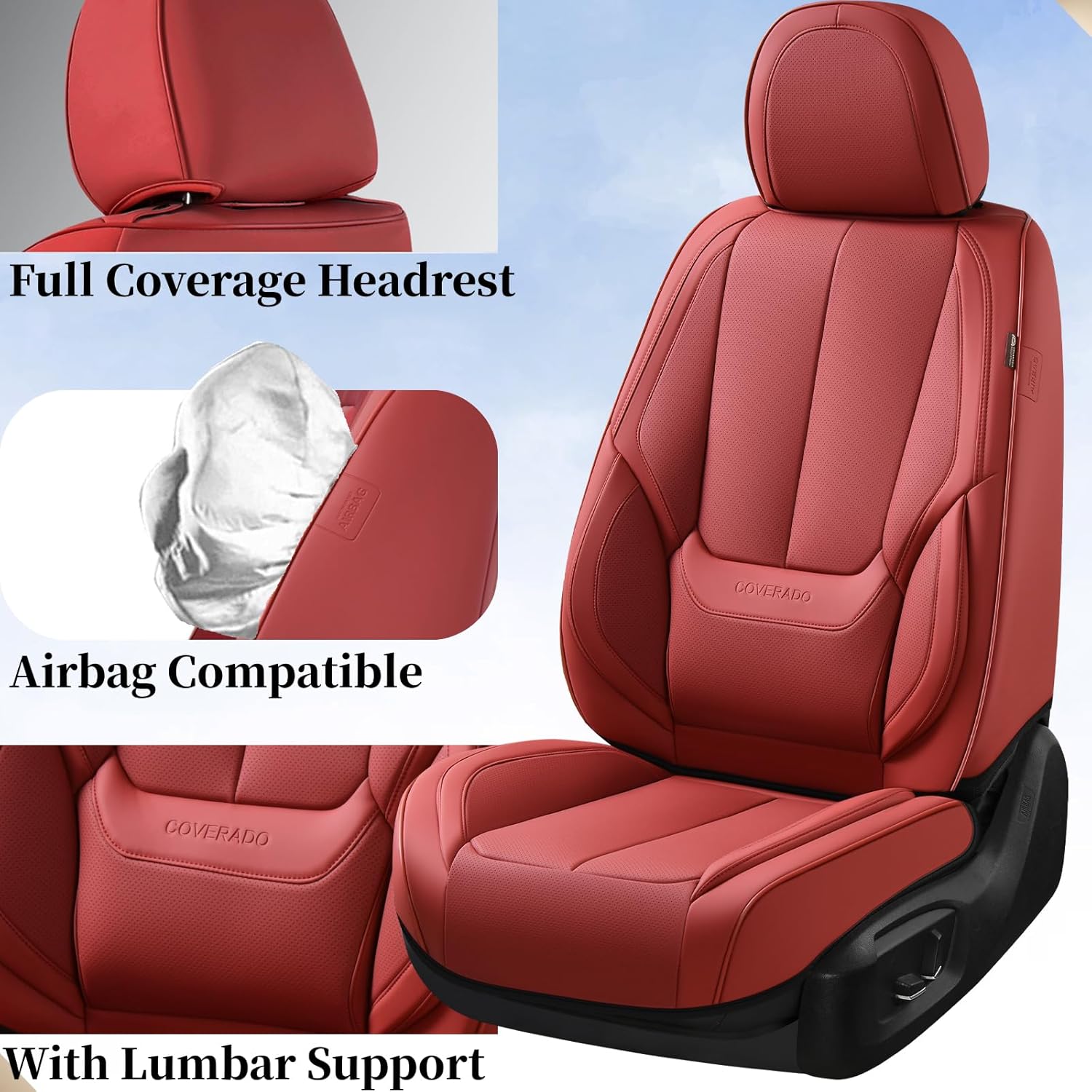 Waterproof Nappa Leather Carseat Cover Universal Fit for Most Cars