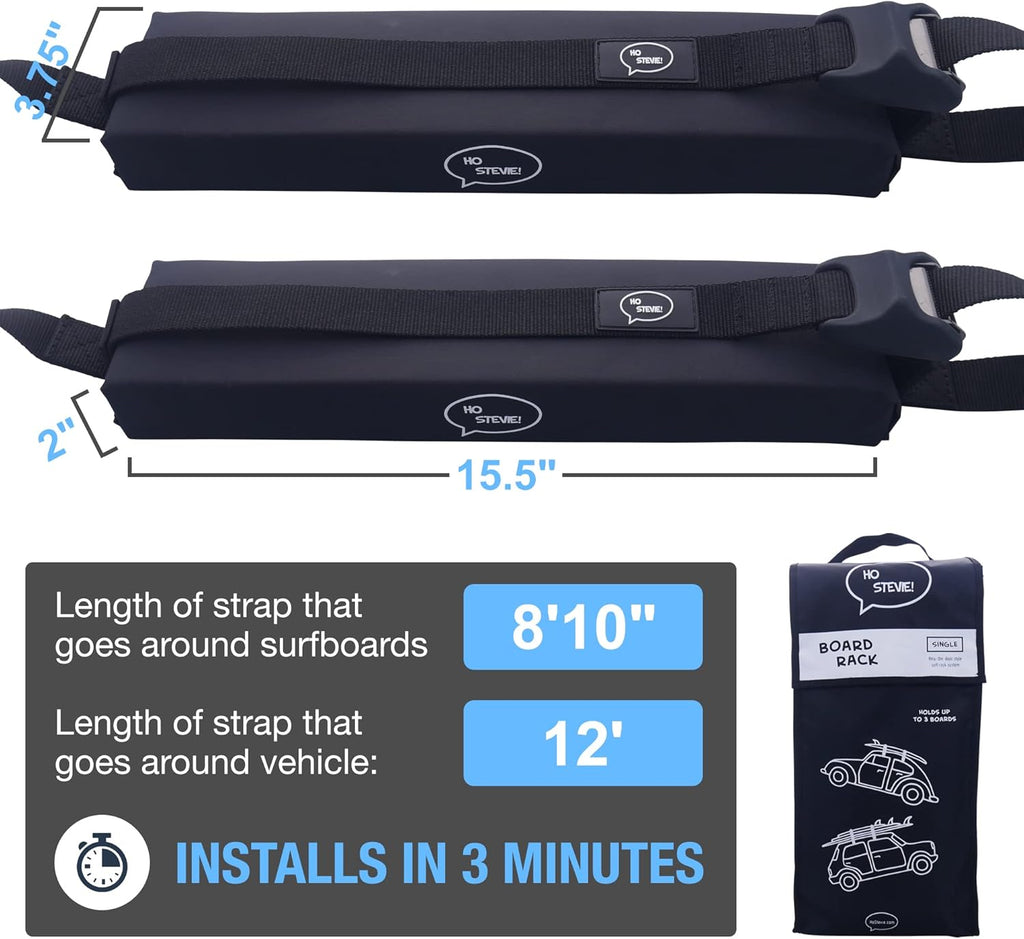 Surfboard Car Roof Rack Padded System (Holds Up to 3 Boards) Fits Any Car