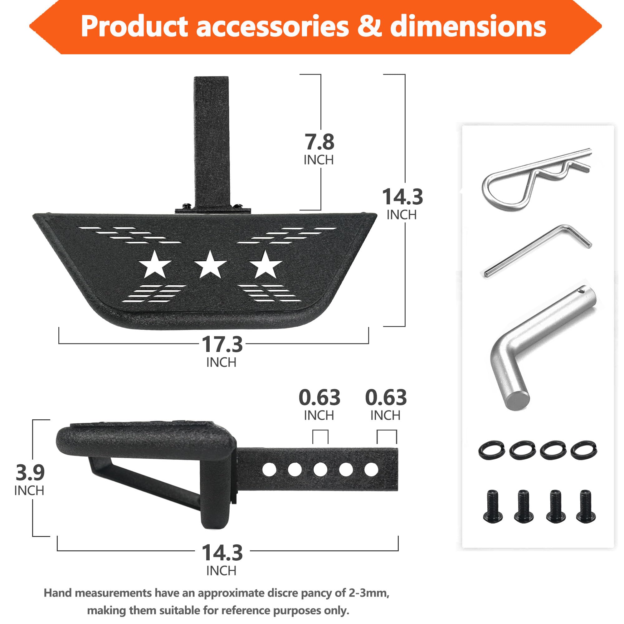 Towing Hitch Steps for 2" Hitch Receiver, Rear Trailer Hitch Bumper Guard Protector Universal Black Hitch Step Bar for Pickup Truck SUV