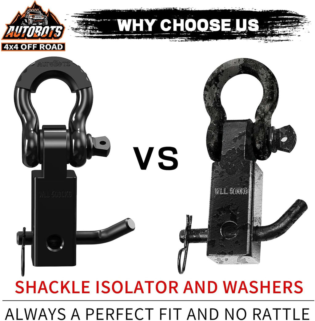 Tow Hitch Receiver 2, 45,000 Lbs Break Strength Heavy Duty Receiver with 5/8 Screw Pin, 3/4 Shackle, Towing Accessories for Vehicle Recovery Off-Road