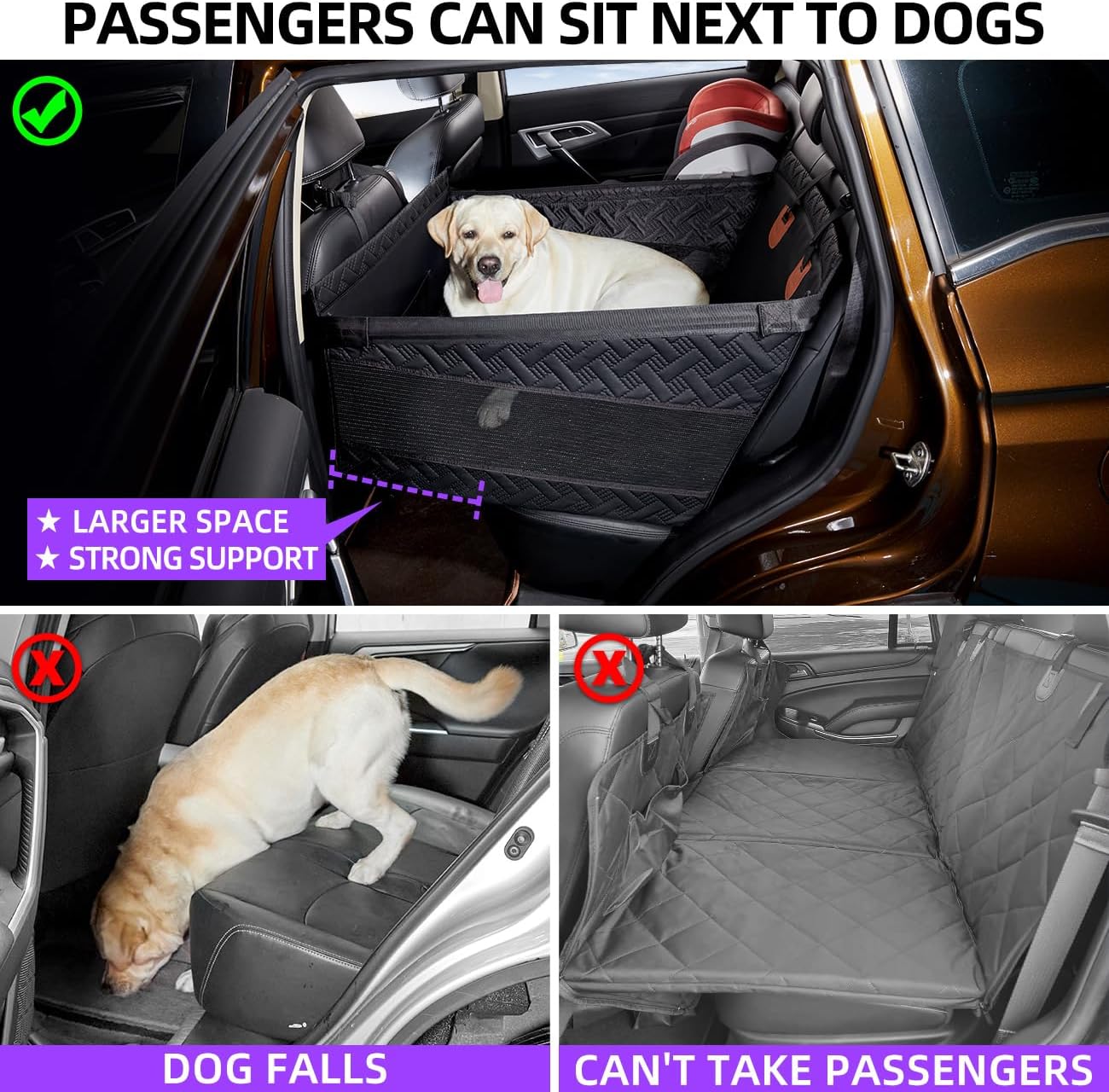 Dog Car Seat for Medium/Large Dogs, Back Seat Extender & Hammock, Waterproof Pet Car Bed Mattress For Car SUV Truck, Easy to Clean & Non-Slip