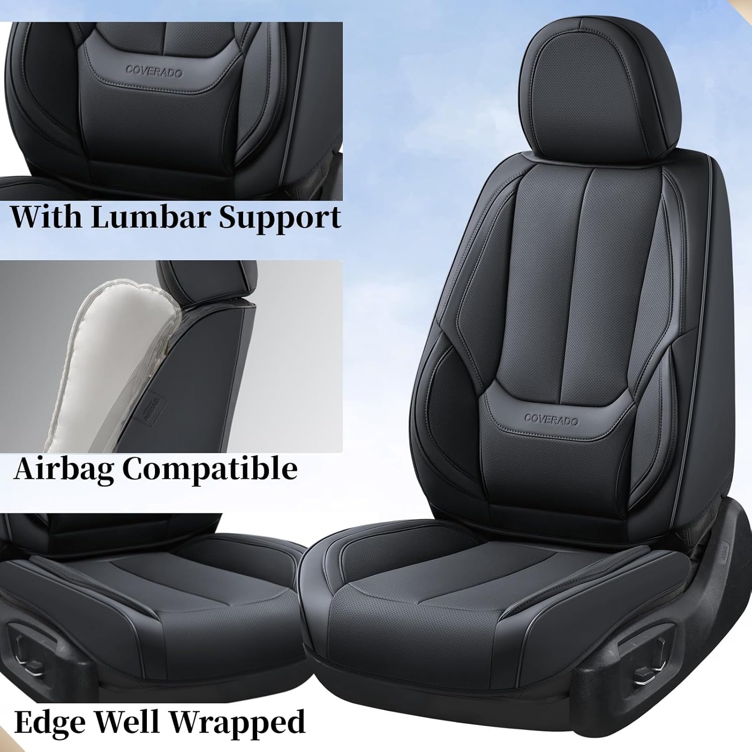 Waterproof Nappa Leather Carseat Cover Universal Fit for Most Cars