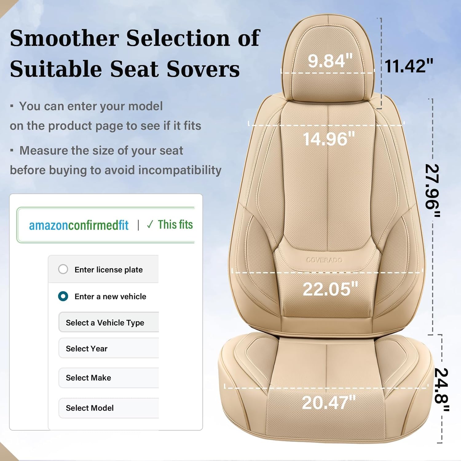 Waterproof Nappa Leather Carseat Cover Universal Fit for Most Cars