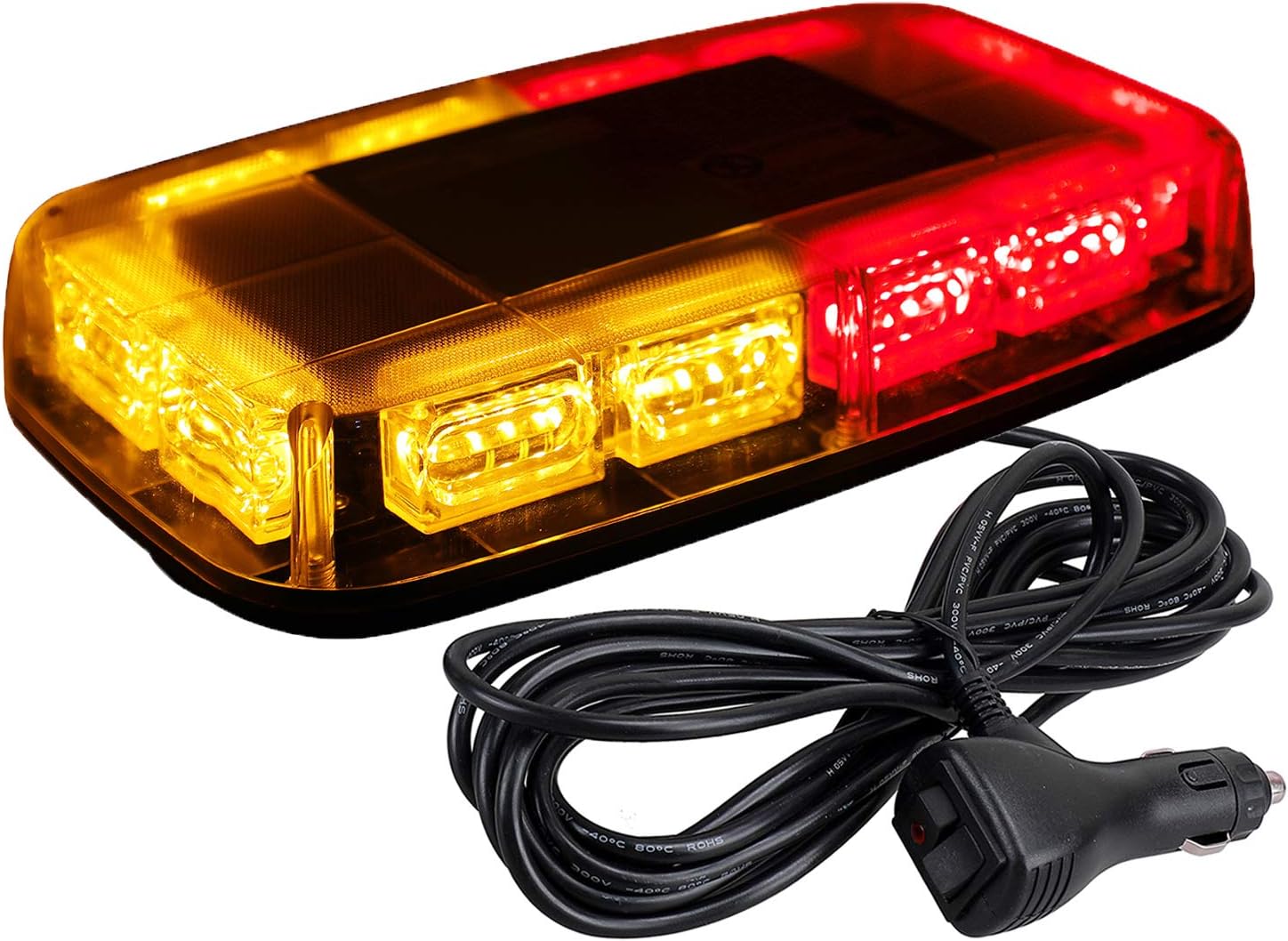 48 LED Magnetic Roof Top Strobe Light Bar for 12-24V - High Visibility Emergency Warning Light for Trucks, Snow Plows, Construction Vehicles