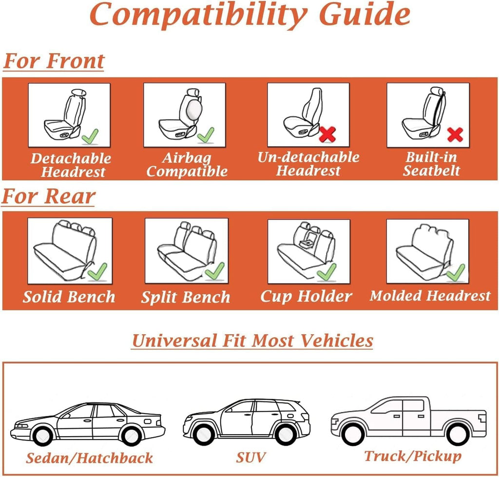 Waterproof Nappa Leather Carseat Cover Universal Fit for Most Cars