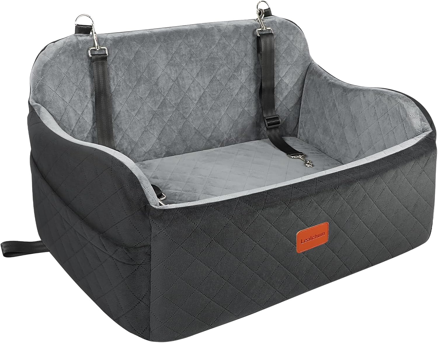 Dog Car Seat for Large Dogs, Soft Memory Foam Pet Bed with 2 Clip-On Safety Leashes, Removable & Washable, Comfortable & Secure for Travel,Installable in Car Back Seat or SUV's Trunk