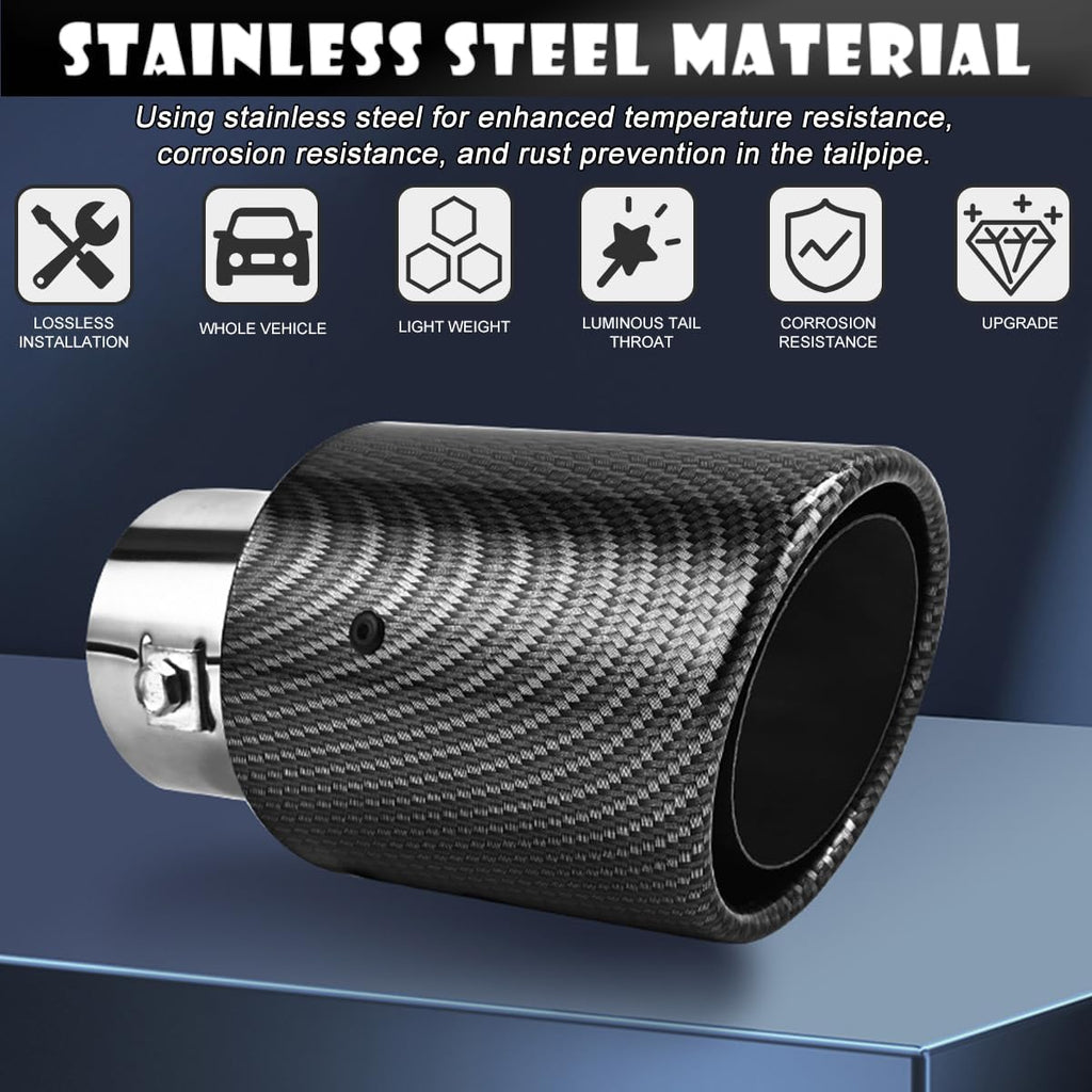 2.5 inch Inlet Carbon Fiber Exhaust Tip with Blue LED Light