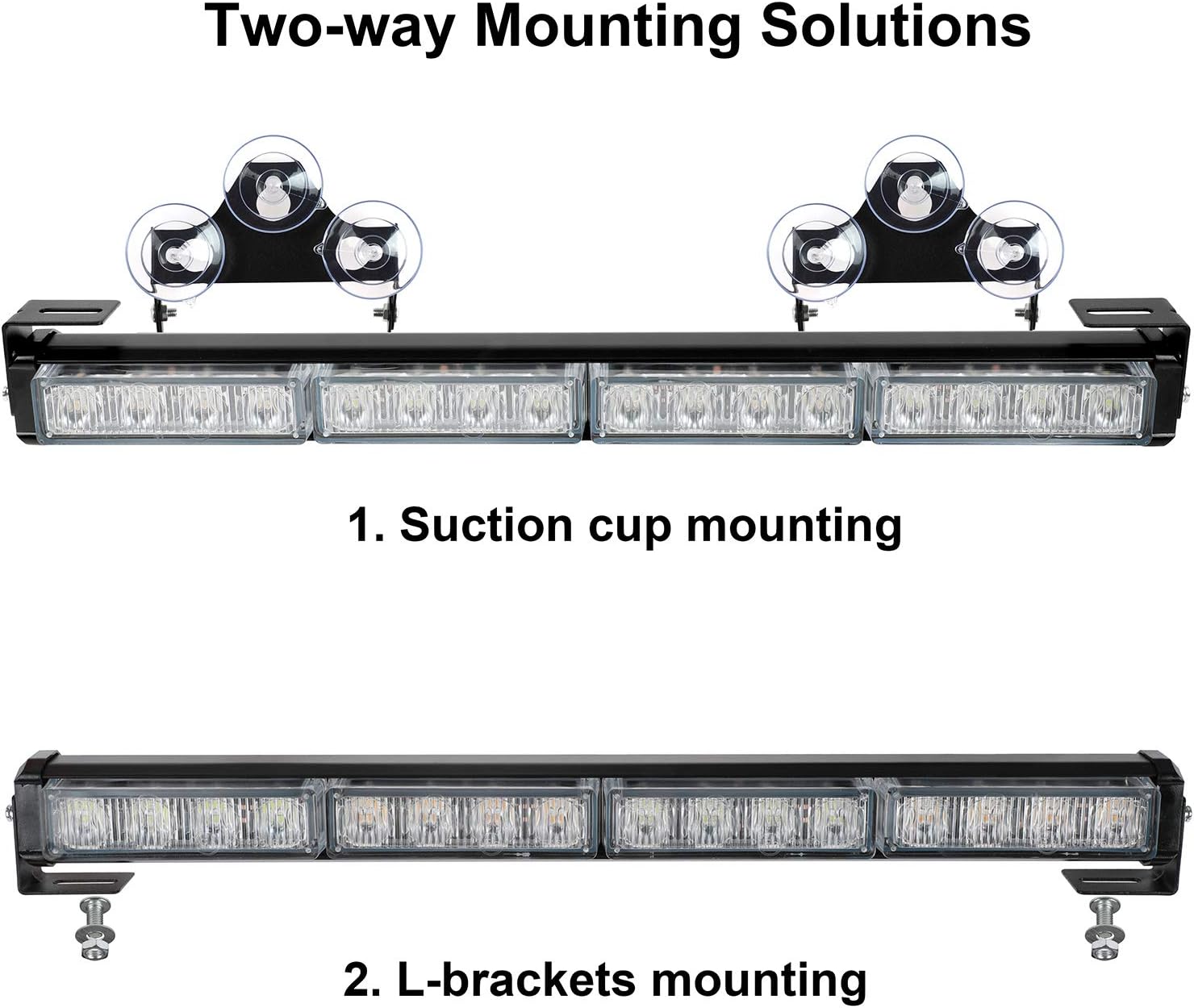 32 LED Emergency Flashing Traffic Advisor Light Bar – 26 Flash Patterns, 2x16.8" Interior Safety Strobe Warning Light